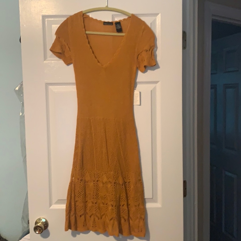 Knitted dress with tags, full slip underneath